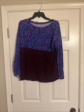Lilly Pulitzer Blue & Purple Printed Long Sleeve Top